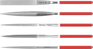 Produktfoto för Yato YT-6156, Sats med filer, Klämmapp, Halvrund fil, Rund fil, Fyrkant, Trekantsfil, Metall, Kolstål, Plast, Röd