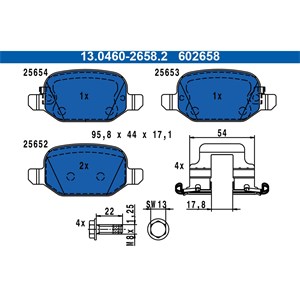 Bilde av Bremseklosser Sett, Bakaksel, Fiat 500l, 77366456, 77366457, 77367515